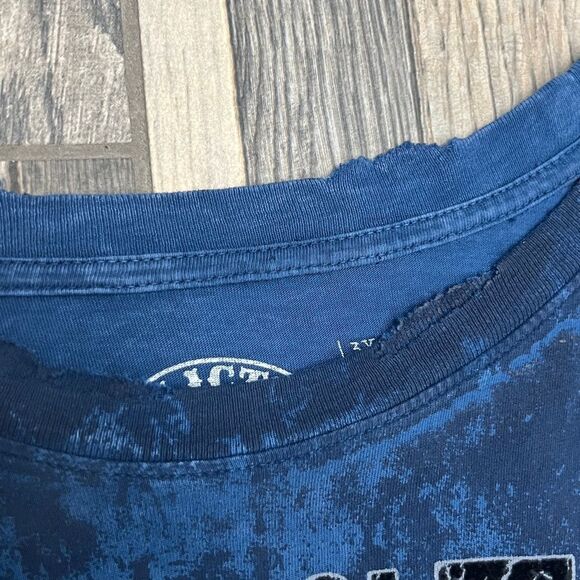 🔥☠️ Y2K AFFLICTION BLK PRM Designer Grunge AOP Graphic Distressed Tee 3XL - EUC - Picture 10 of 14